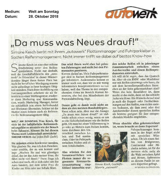 Da muss was Neues drauf! Welt am Sonntag 28-10-2018